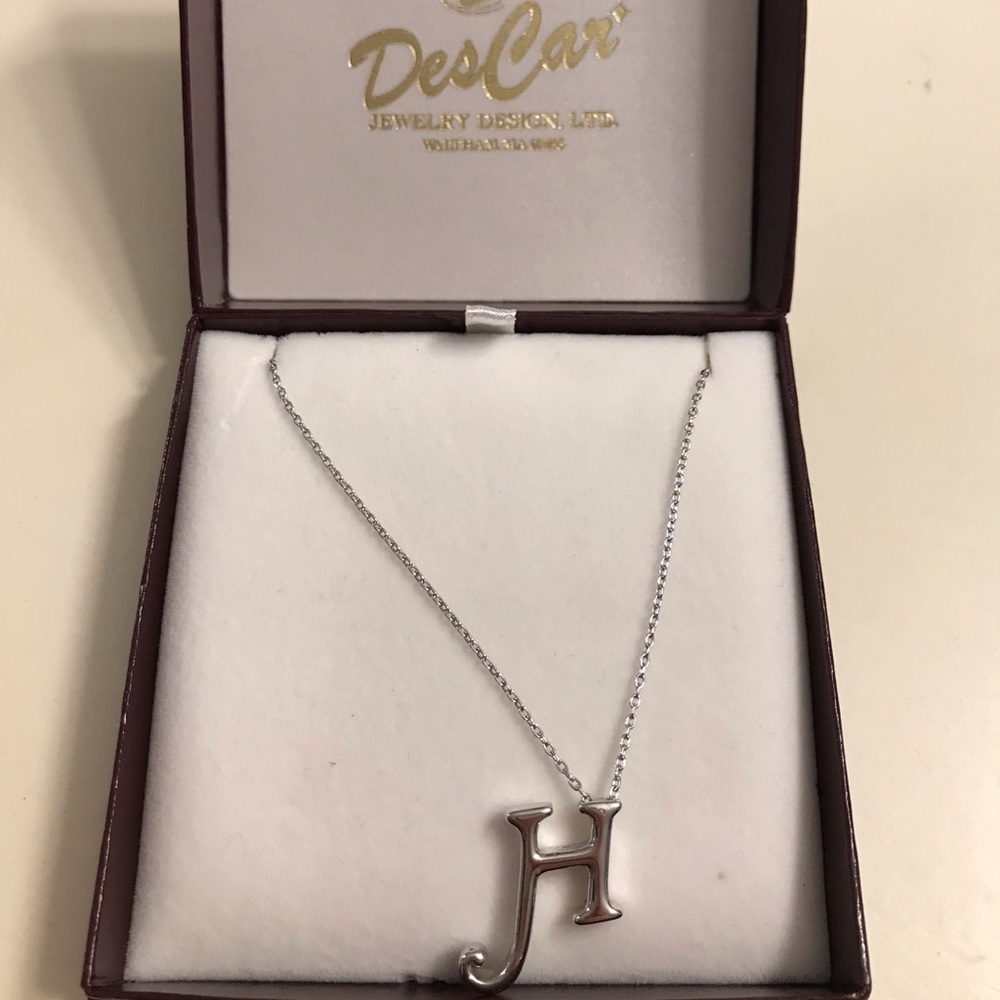 Sterling silver H initial necklace